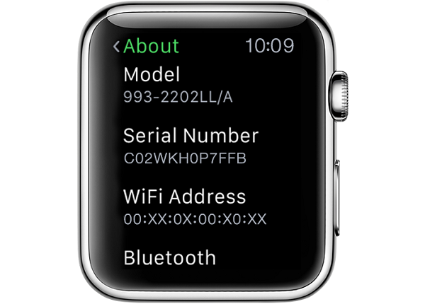 apple watch check serial number